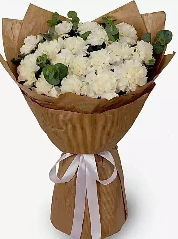 17 Adet Beyaz Karanfil Buketi