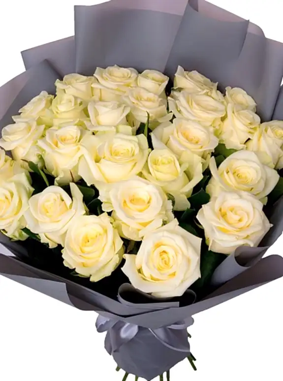 25 Beyaz Gül Buketi