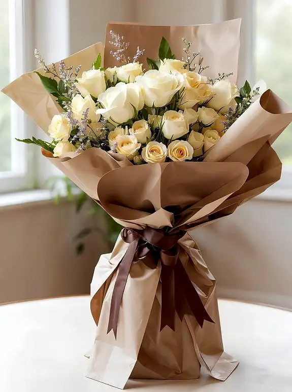 25 Tane Beyaz Gül Buketi