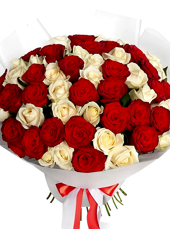 26 Kırmızı 25 Beyaz Gül Buketi