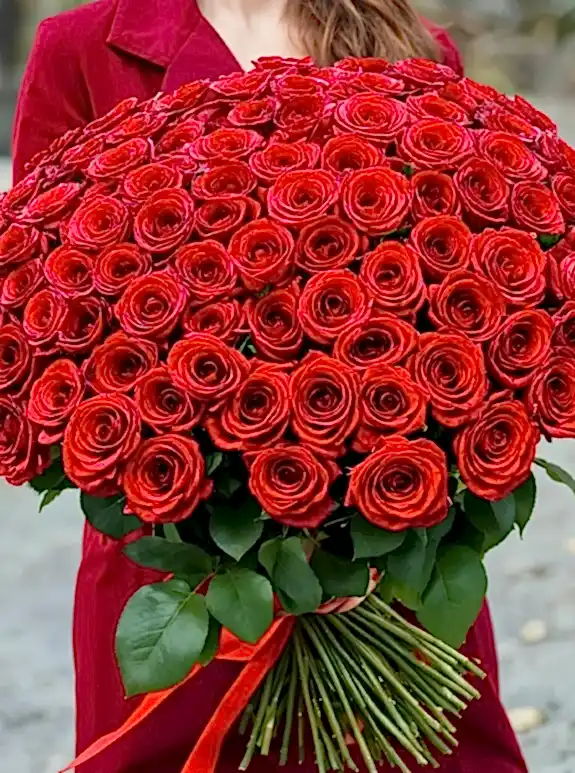 41 Tane Büyük Boy Kırmızı Gül Buketi