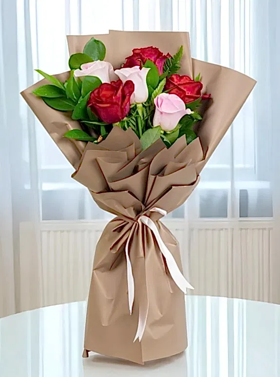 7 Adet Gül Buketi Pembe ve Kırmızı