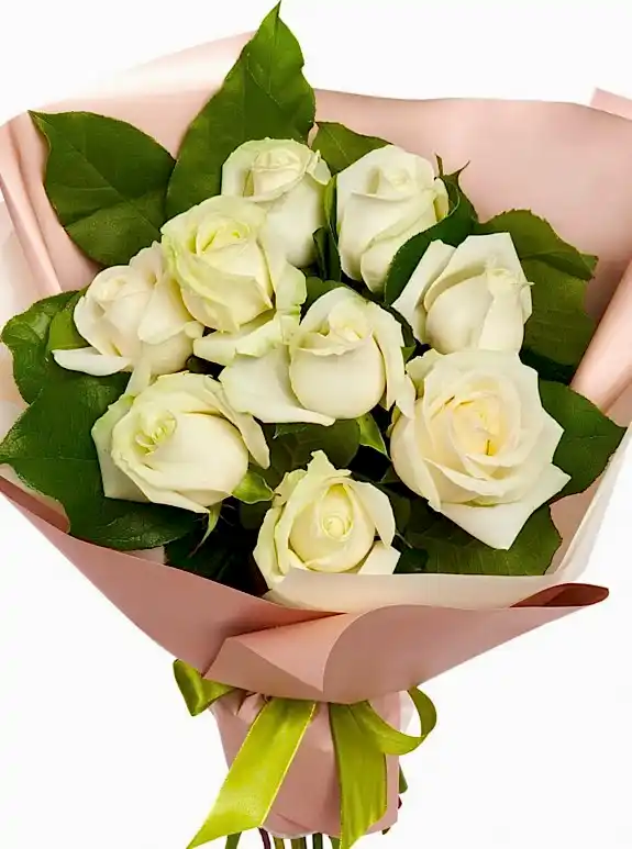 9 Beyaz Gül Buketi