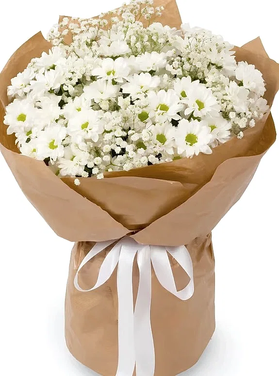 Kraft Kağıtta Papatya Buketi