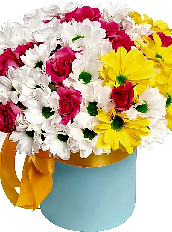 Kutuda 15 Pembe Gül ve Papatyalar