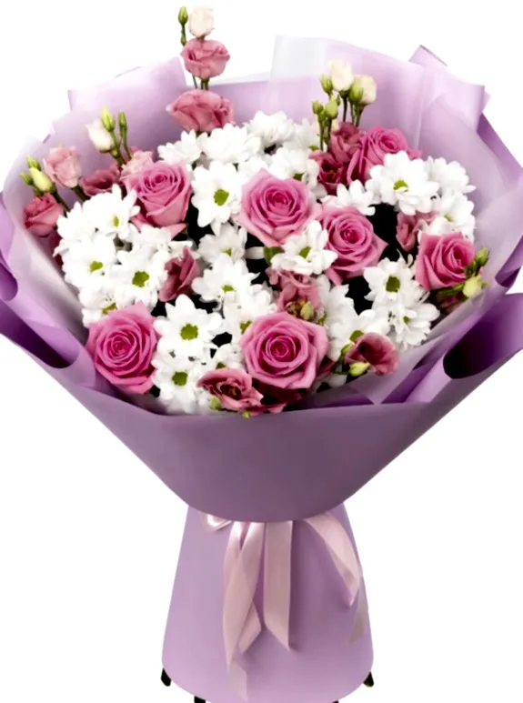 Papatya ve Pembe Gül Buketi