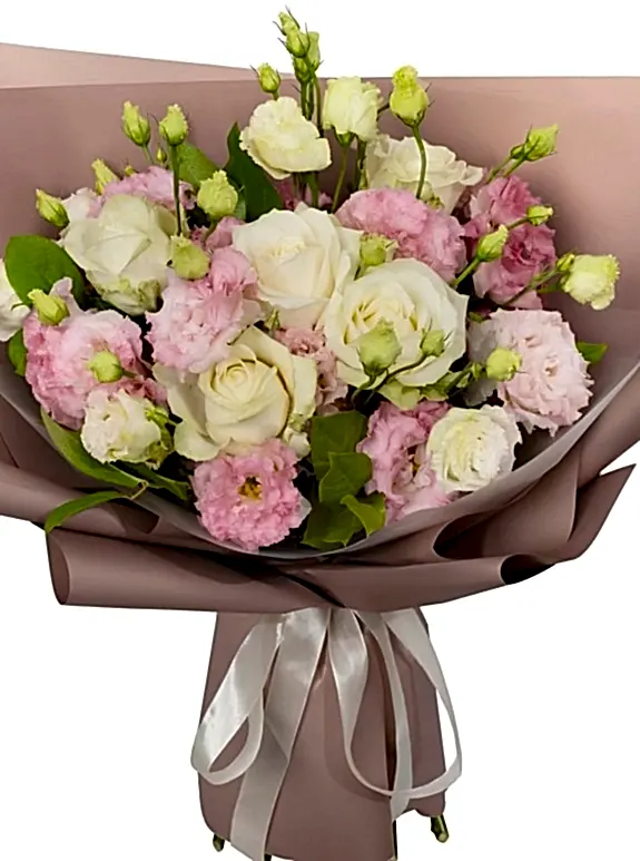 Pembe ve Beyaz Gül Buketi