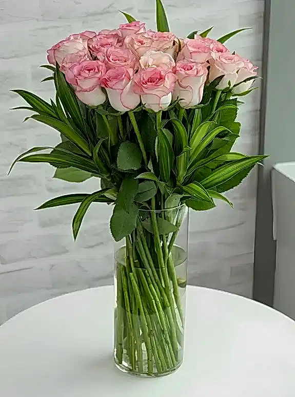 Vazoda 18 Tane Pembe Gül