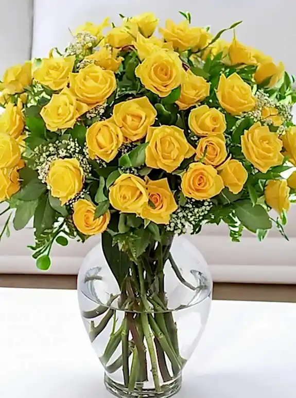 Vazoda 40 Tane Sarı Gül