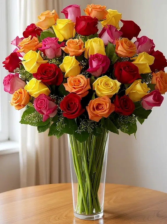 Vazoda Sarı ve Kırmızı Güller